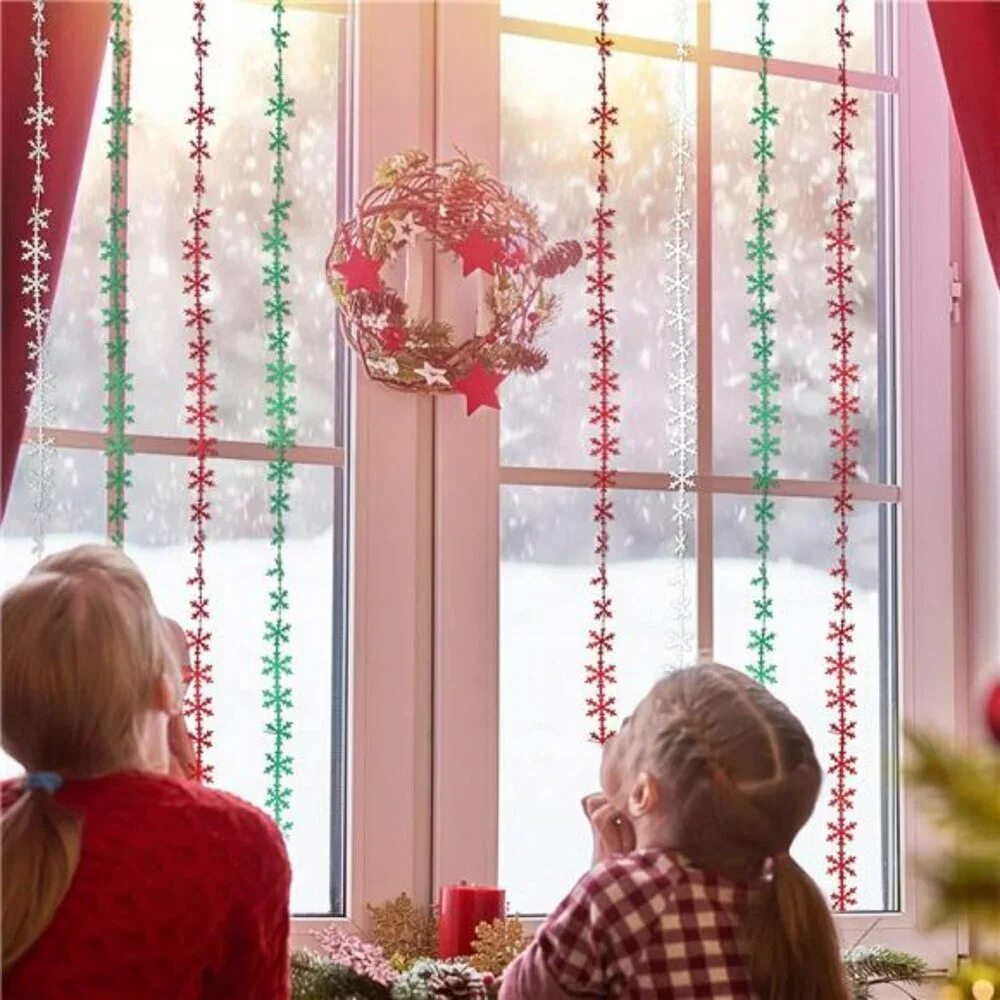 3 Rolls Christmas Snowflake Lace Ribbon Red Green White Trim for Holiday Crafts